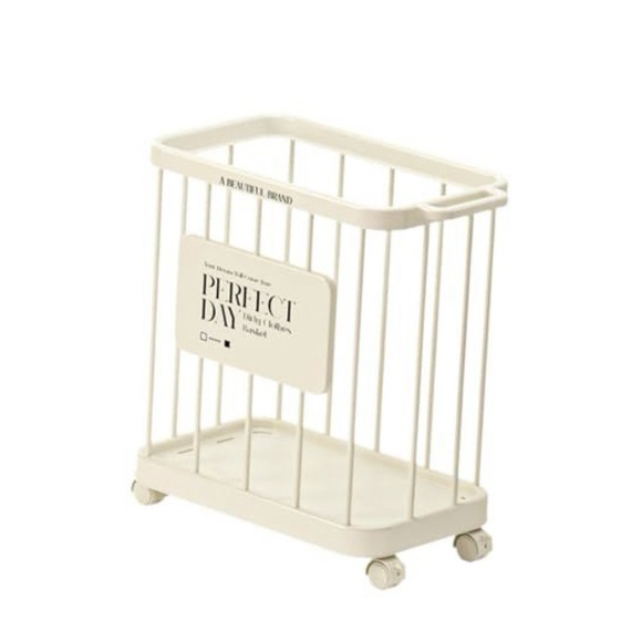Smaller Cream Rolling Laundry Cart. - Picture 1 of 1